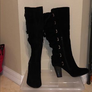 Faux suede knee high boots
